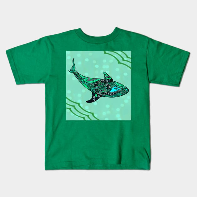 Green Whale Kids T-Shirt by Sailfaster Designs